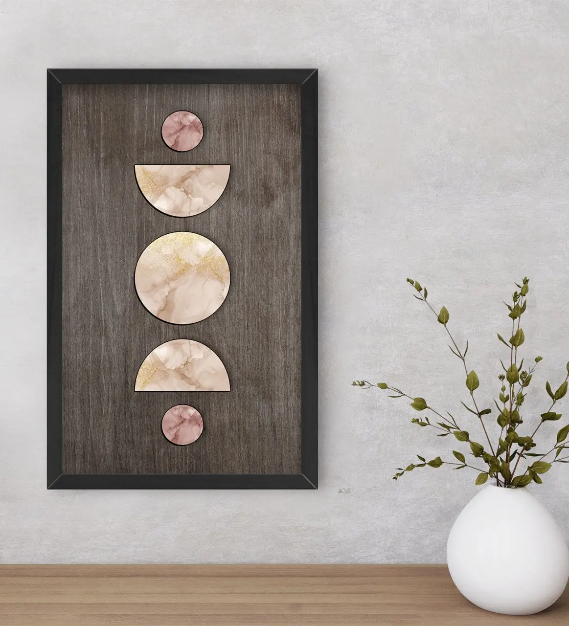 

BK Home Moon and Sun Decorative Wood Black Framed Tablo-2