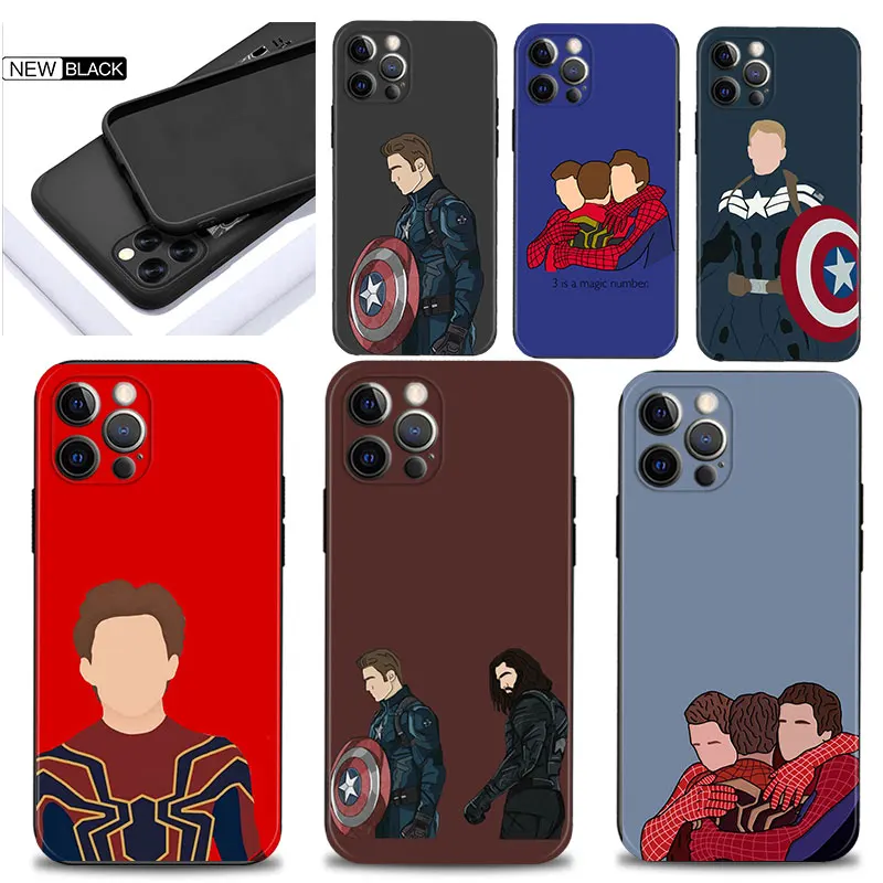 

For Apple iPhone 11 12 13 Pro Max Case 11Pro 12Pro 13Pro Cover for iPhone XS XR X 7 8 Plus Coque Marvel Spiderman 3 Heros