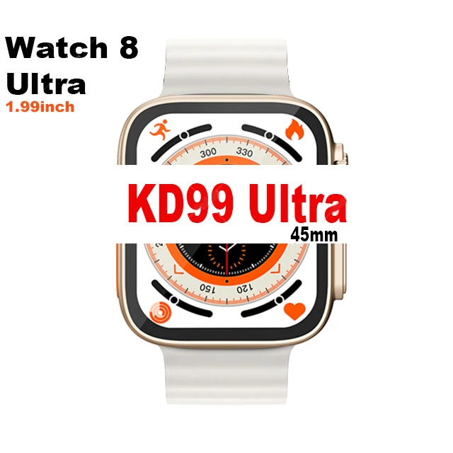 

Смарт-часы KD99 Ultra для мужчин и женщин, умные часы с беспроводным зарядным устройством и функцией Bluetooth, Диагональ экрана 45 мм, Pk T800 Ultra