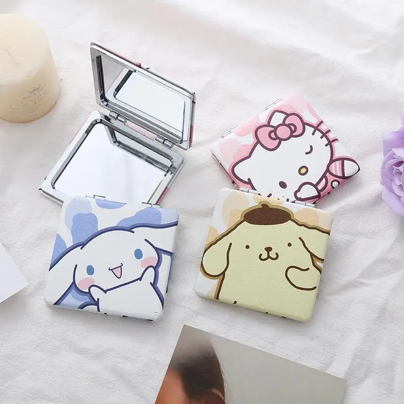 

Кавайное Sanrio Cinnamoroll Моя Мелодия Hello Kitty милый складной портативный маленький зеркальный двусторонний Зеркальный туалетный зеркало