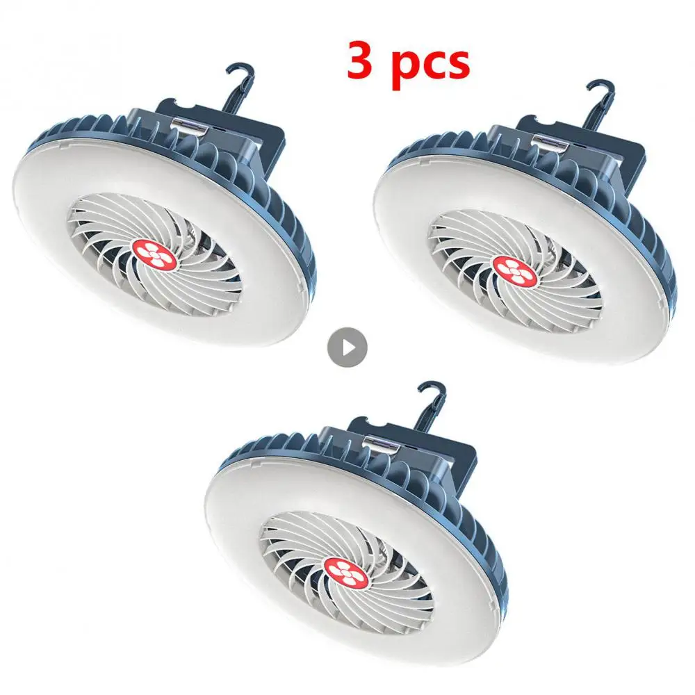 

3 Pcs Portable Camping Fan LED Lantern Mini Desk Fan USB Rechargeable Batteries Operated Lamp Fan With Hook For Camping Home