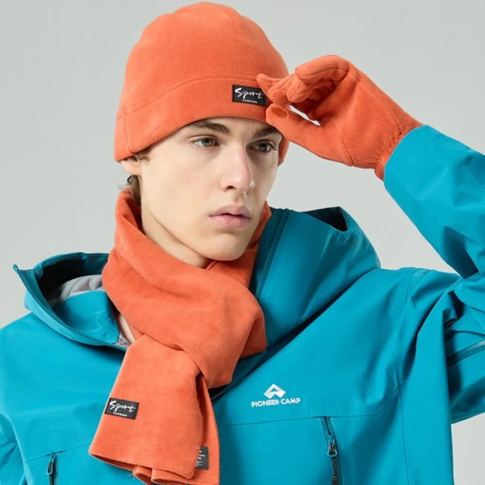 Теплые зимние шапки для шеи шарф перчатки комплект утолщенная зимняя шапка с