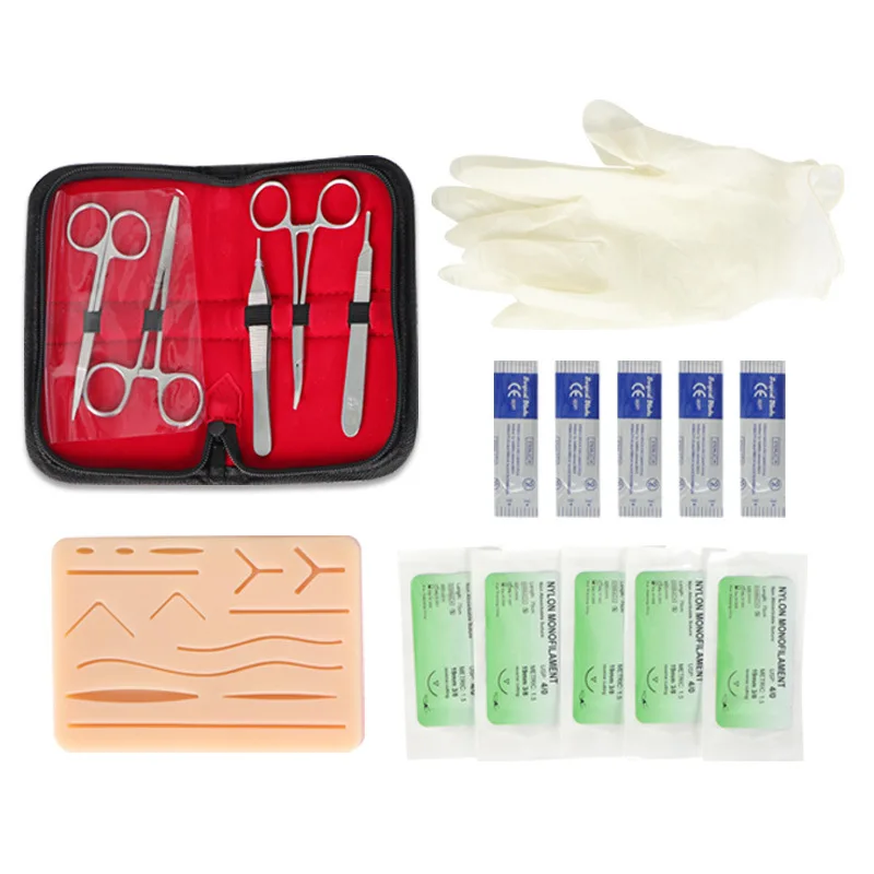 

Surgical Instrument 18pcs/set Biological Skin Wound Suturing Tool Set Medical Teaching Needle Scissors Experimental Equipment