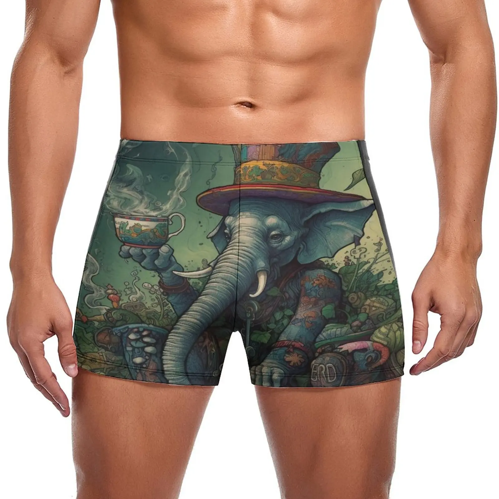 

Плавательные Трусы со слоном, популярные карикатуры, модные быстросохнущие боксеры для плавания, пляжный мужской купальник пуш-ап