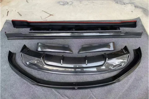 Передний бампер из углеродного волокна для Tesla Model S 2016 2017 2018 2019 2020, задний диффузор, боковые юбки, спойлер, комплект для тела