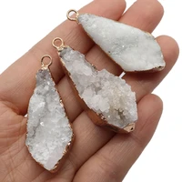 beautiful natural stone quadrilateral crystal pendant 18 55mm white crystal jewelry charm making diy necklace earrings accessory