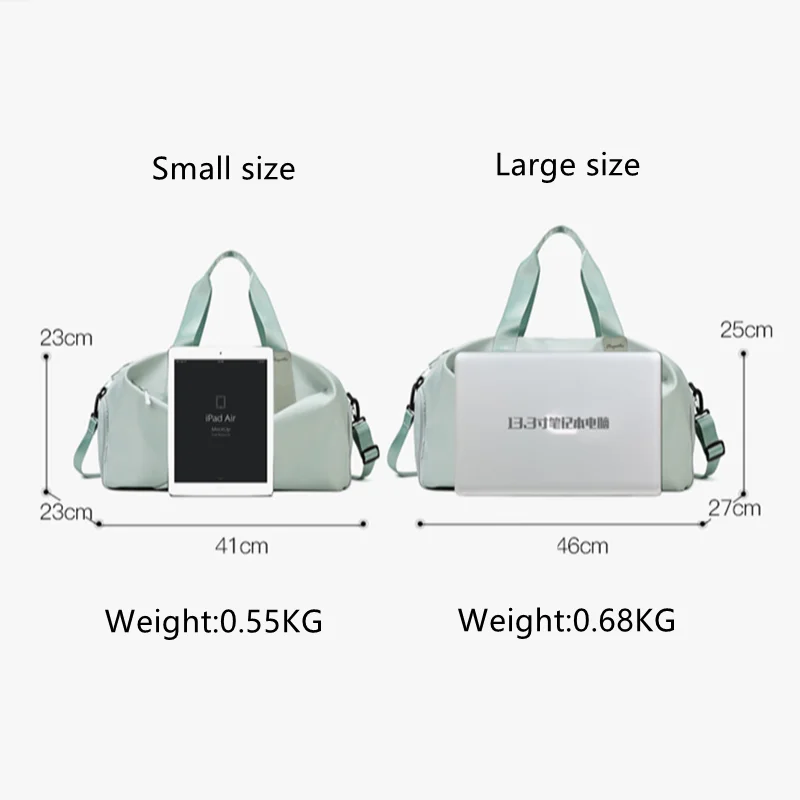 Solid Colours Travel Bags Women's Handbag Yoga Dry Wet Separation Swim Bag Oxford Cloth Waterproof Luggage Bags Travel With Shoe