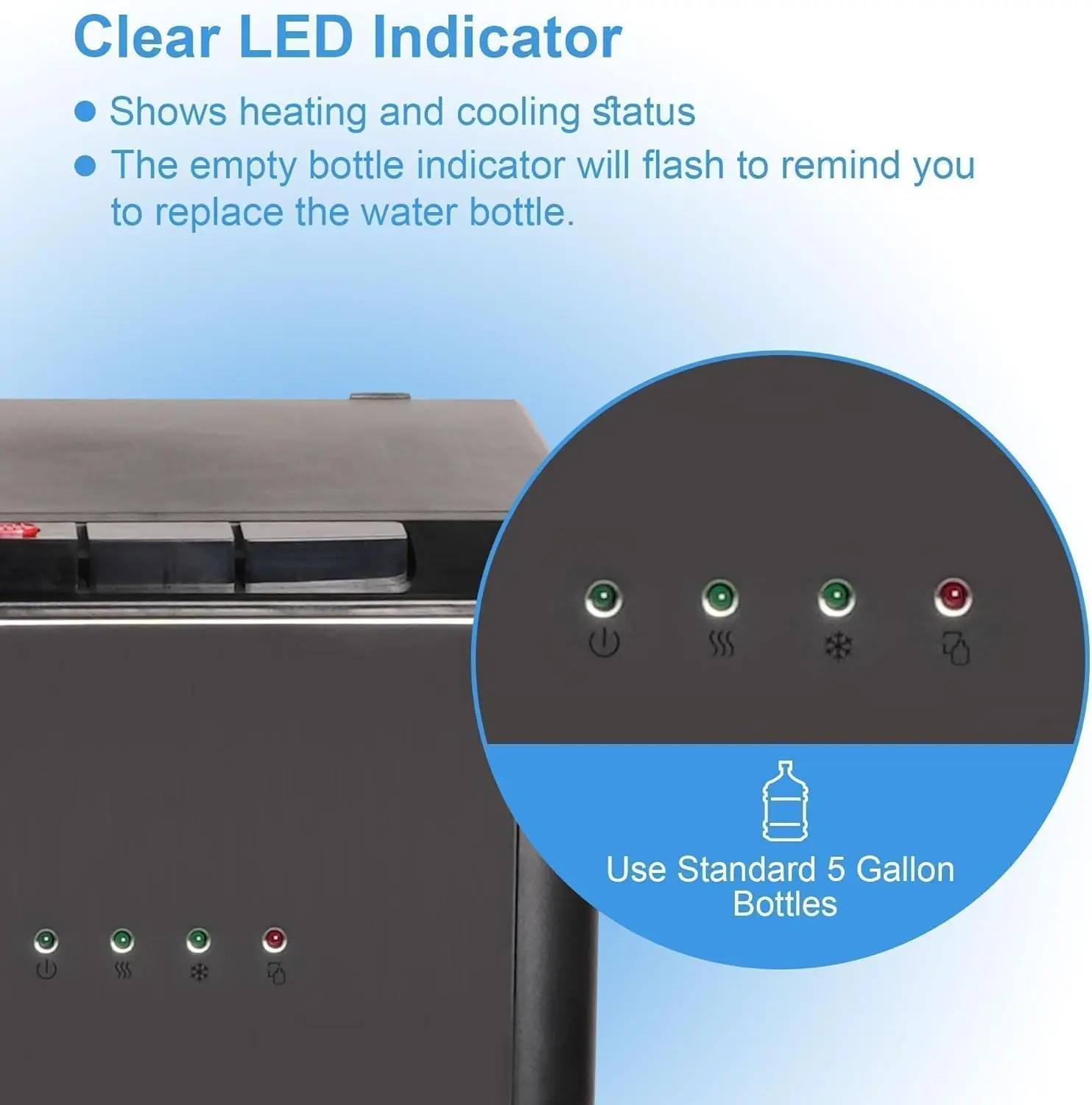 Загрузочный диспенсер для воды бутылок на 5 галлонов горячей холодной и