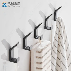 robe hook self adhesive wall door hanger black white aluminum key bag hanging bathroom towel holder kitchen accessories free global shipping