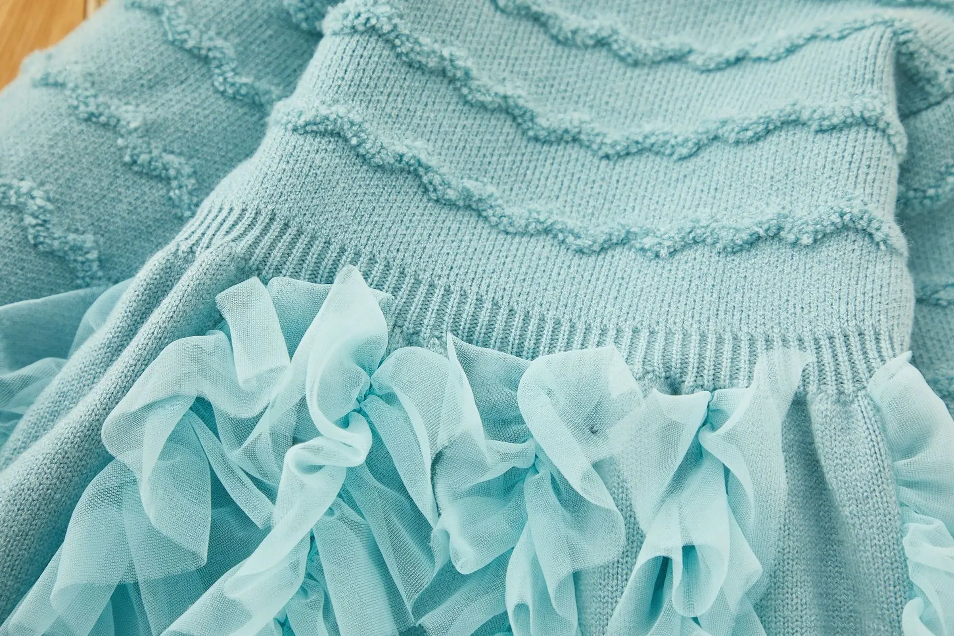 Зима 2024 платье для девочек синие милые платья дня рождения с длинными рукавами и