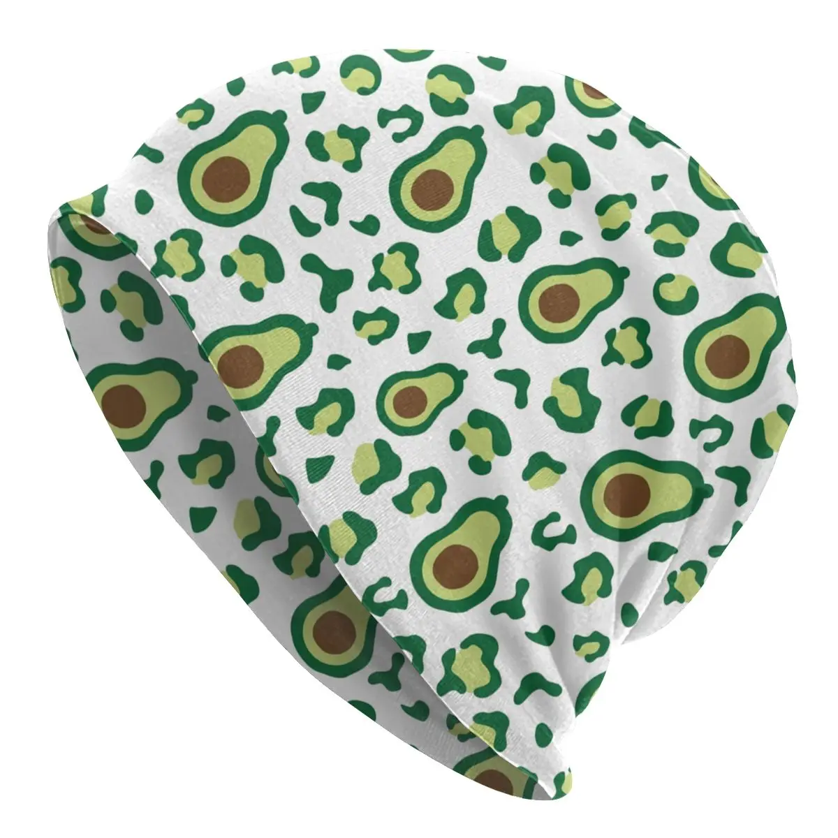 

Green Avocado Leopard Pattern Skullies Beanies Caps Streetwear Winter Warm Men Women Knitting Hats Unisex Adult Bonnet Hats