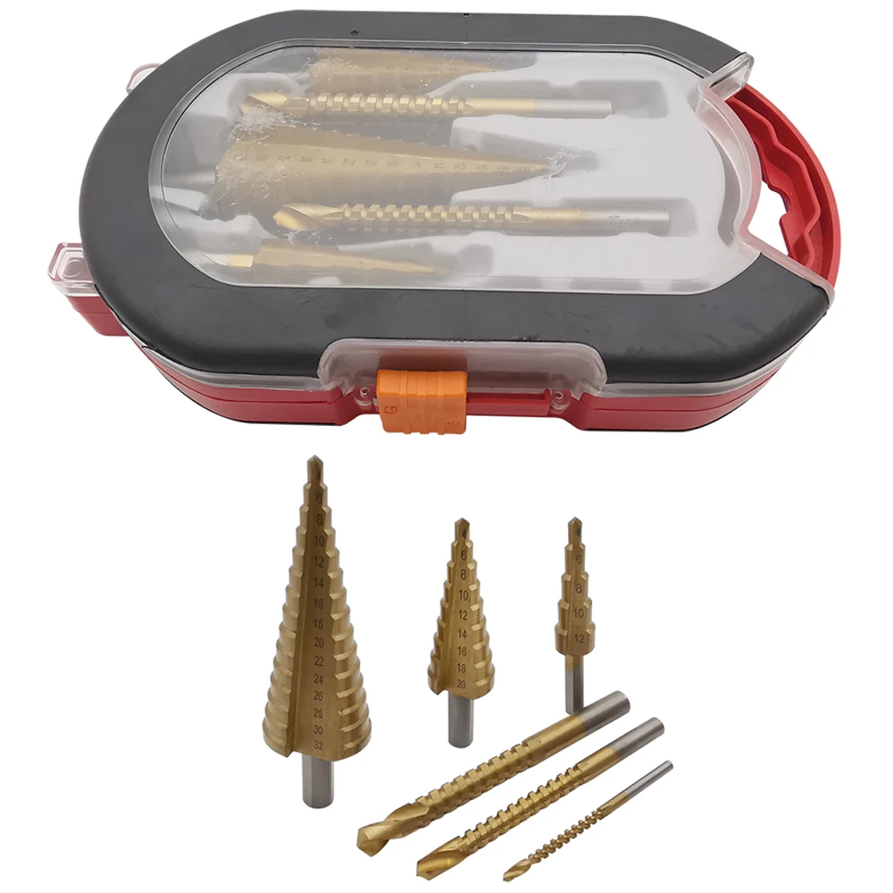 

6Pcs HSS Step Drill Bit 4-12/20/32mm Metal Hole Cutter Wood Cone Core Drilling Hole Saw Tool Twist Saw Drill,Stage Light