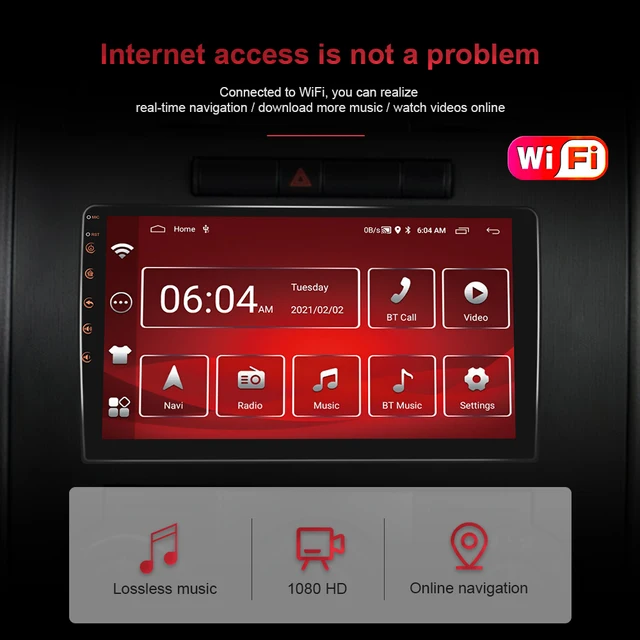 Podofo Android 11 Car Radio Autoradio 32G 2 Din 7"/9"/10" Universal WIFI GPS Car Audio Multimedia Player For Nissan Toyota Kia 4