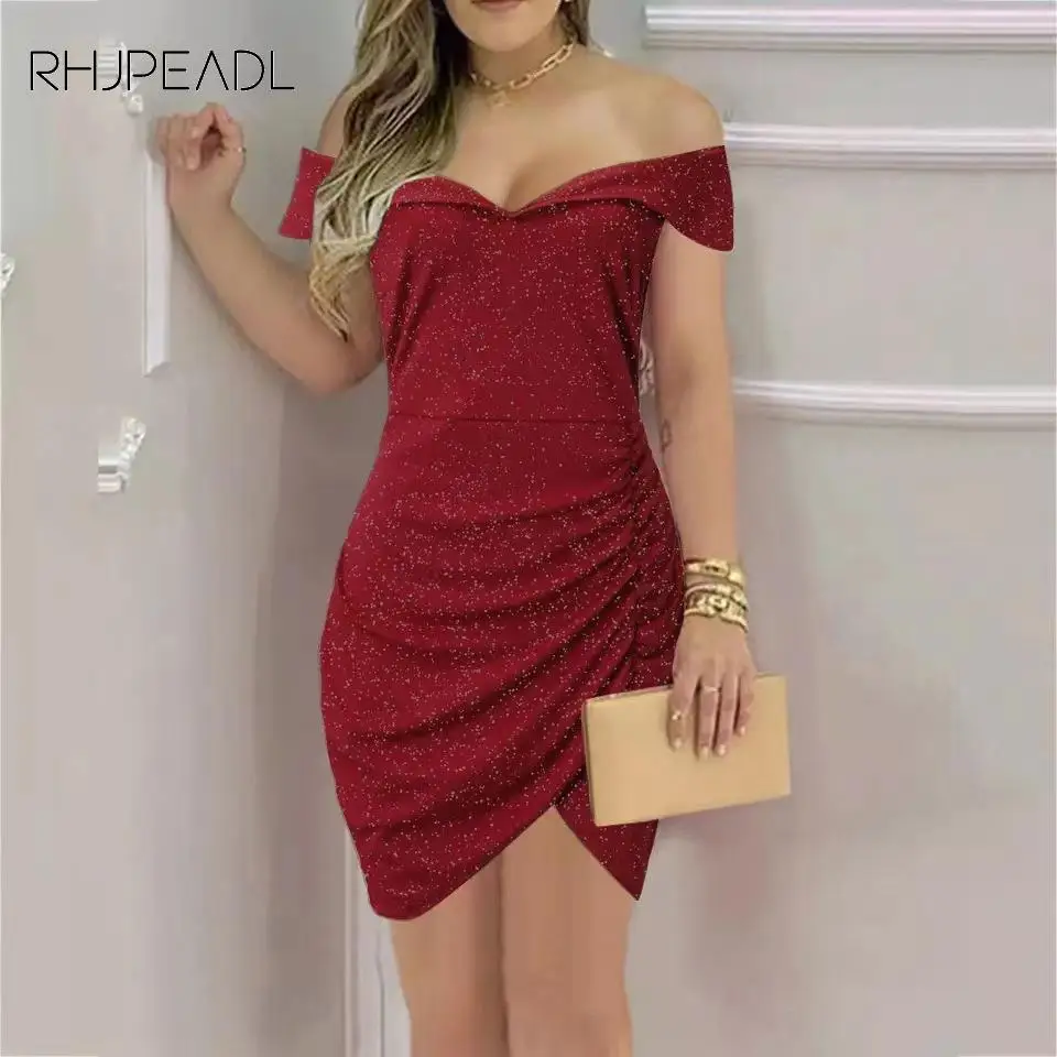 

Сексуальное элегантное облегающее вечернее платье с открытыми плечами, женское модное облегающее мини-платье с открытой спиной, женские по...