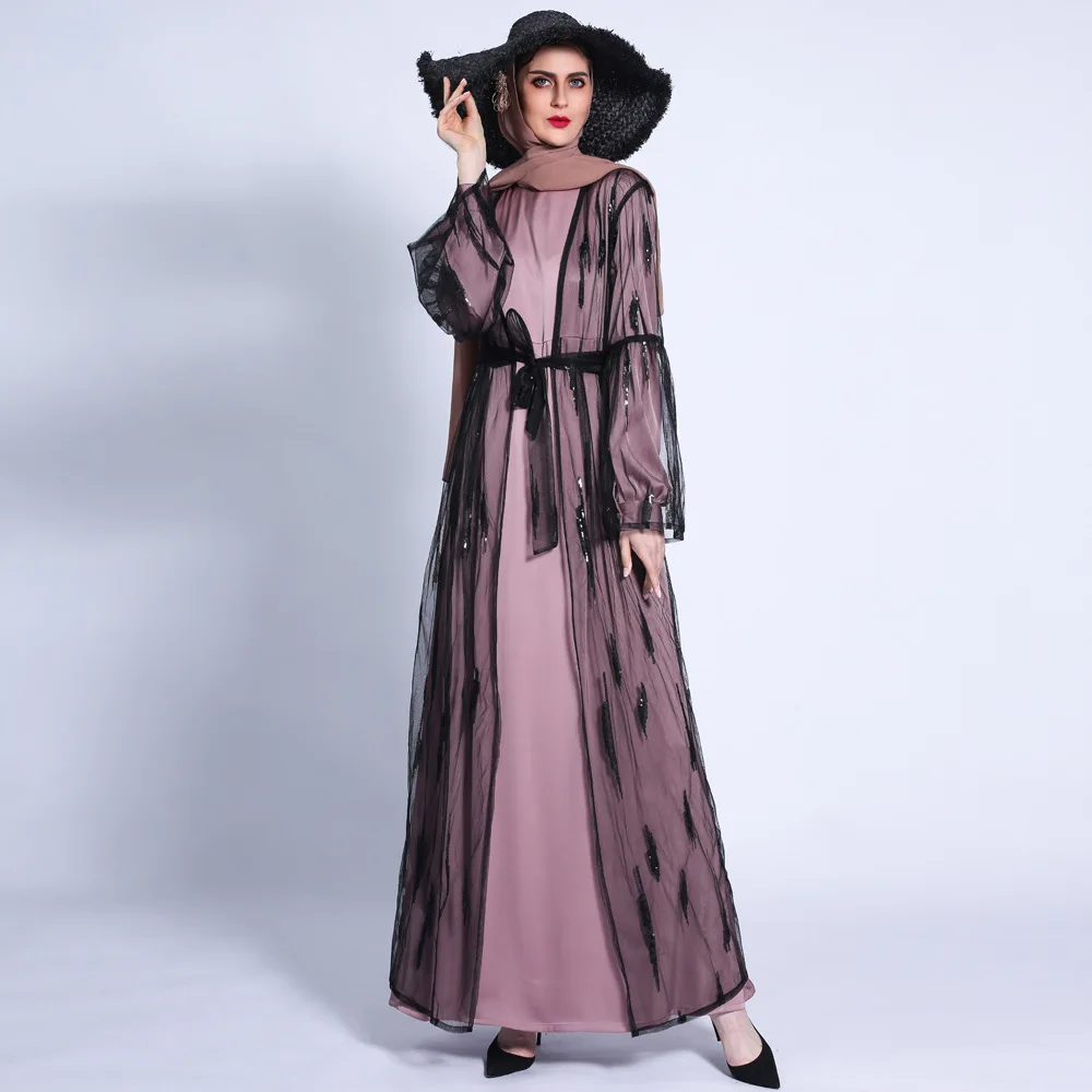 Открытым абаи кимоно Дубай Турция Кафтан мусульманская Мода Кардиган без Внутреннее платье Абайи для женщин халат Исламская одежда