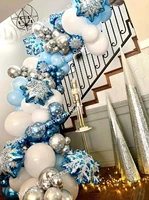 116pcs snowflake balloon garland arch kit boy girl birthday party balloons ice snow queen metal balloon baby shower decorations