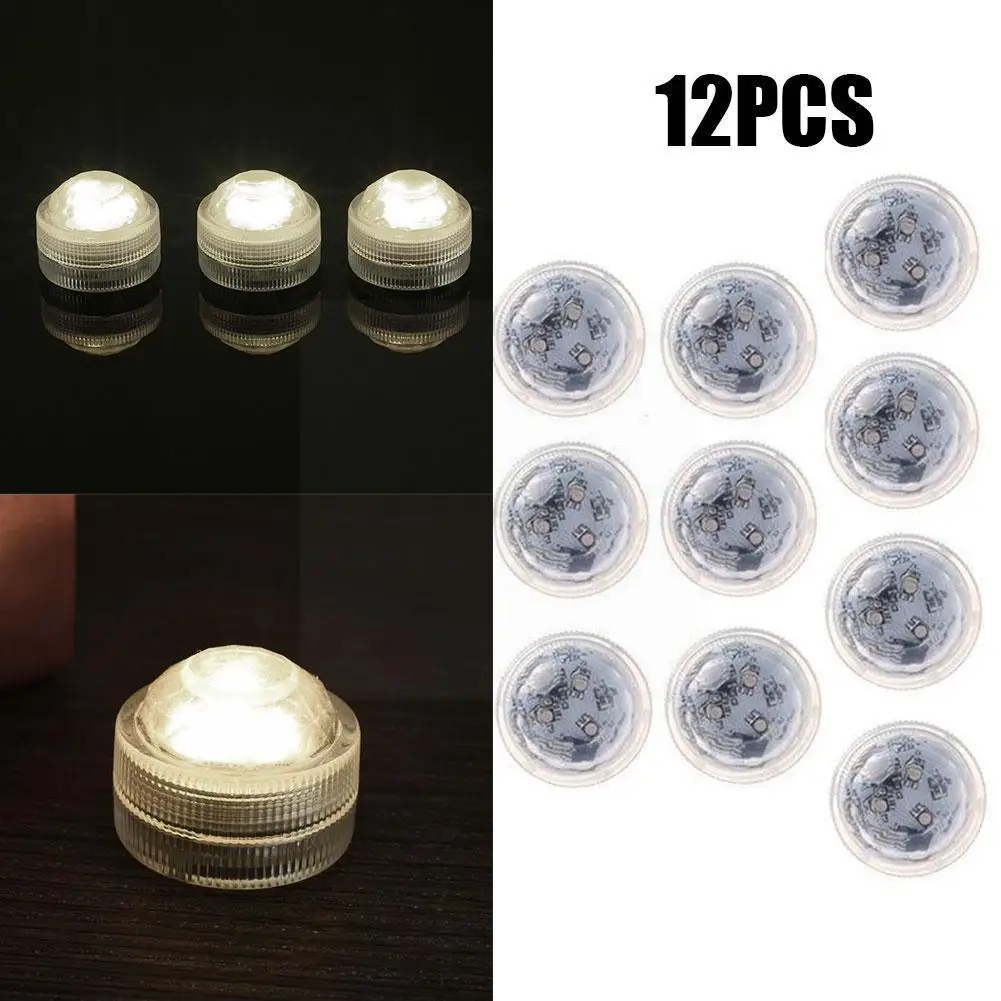 

12 Pcs/box Submersible Led Light Luminous Round Waterproof Warm White Battery Colorful Diamond Twist Light For Diving Party T5h3
