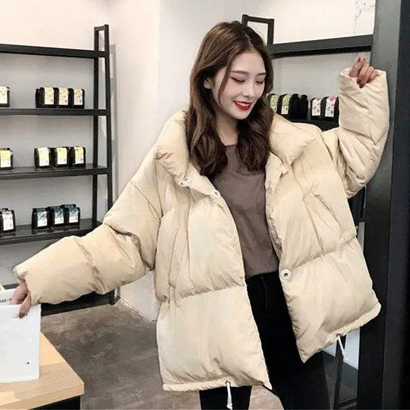 New Women Short Jacket Winter Thick Hooded Cotton Padded Coats Female Korean Loose Puffer Parkas Student Ladies Oversize Outwear