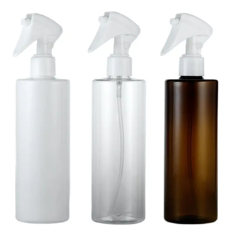 White Brown 350ML X 30 Plastic Flat Shoulder Bottles With Trigger Spray Pump For Salon Hair Hydrating Plants Watering PET Bottle