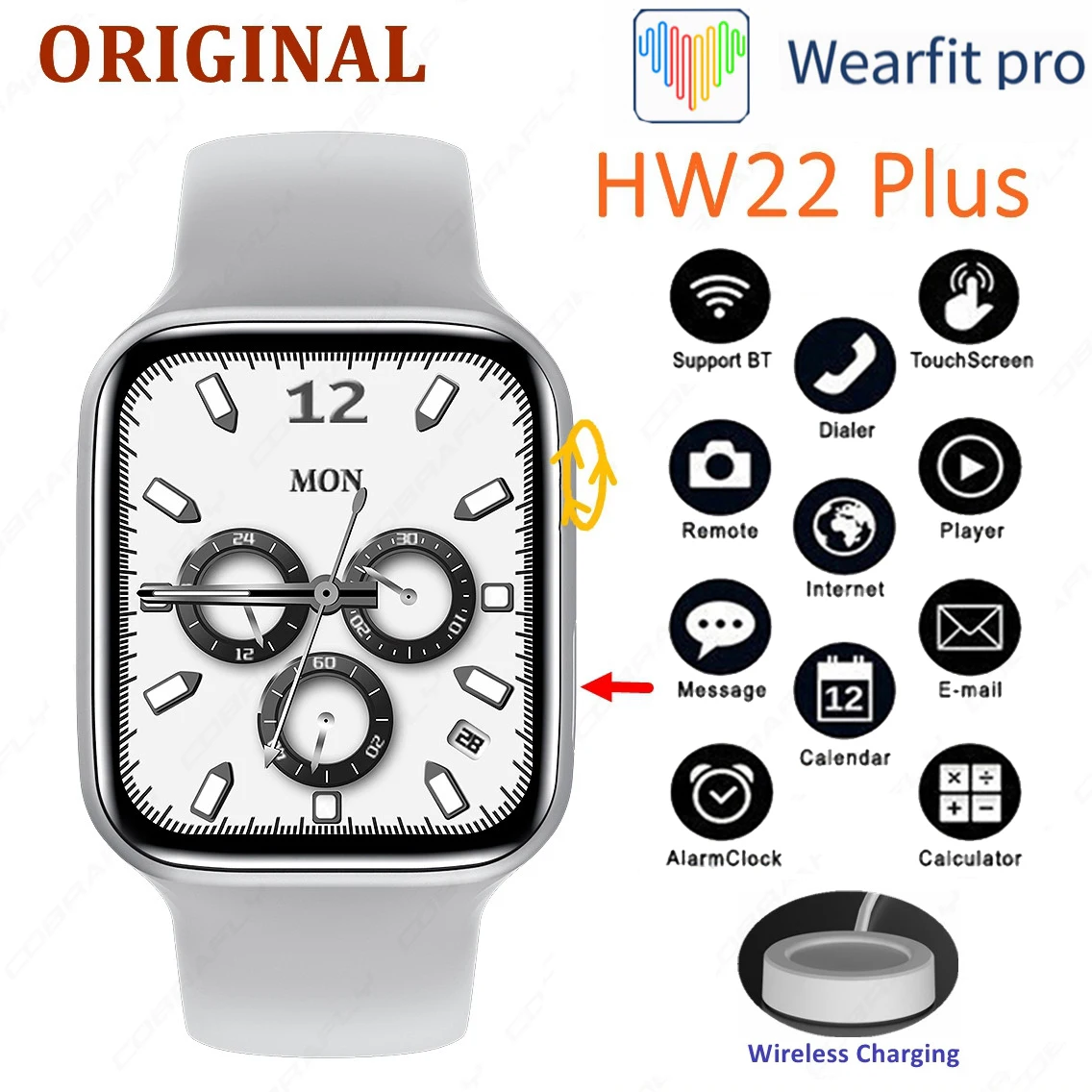 Original IWO HW22 Plus Pro smart watch 1.75 inch square screen 2022 long standby watch BT call IP67 heart rate monitoring
