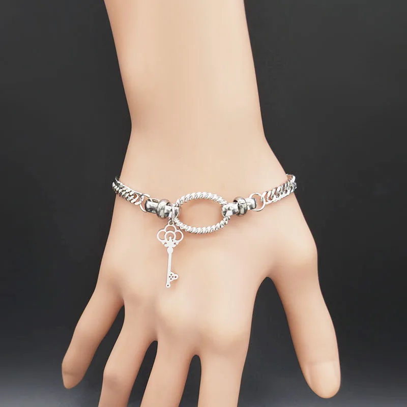 

New Fashion Moon Stainless Steel Bracelets for Women Silver Color Bracelets Bangles Jewelry bransoletki damskie B18486S07