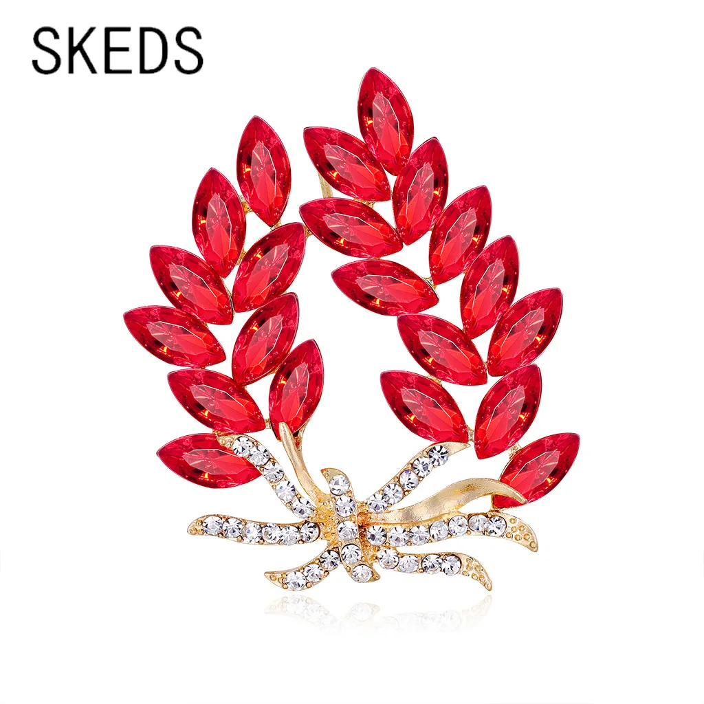 

SKEDS Fashion Women Shiny Crystal Wheat Brooches Pins Luxury Exquisite Rhinestone Corsage Decoration Boutique Banquet Party Pin