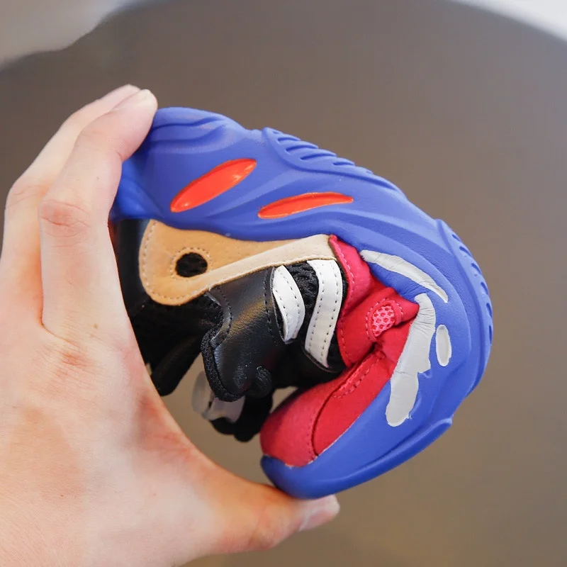 Дизайнерские кожаные сетчатые кроссовки для маленьких мальчиков и девочек