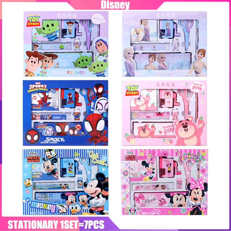 

Disney Marvel Stationery 7-piece Set Anime Peripherals Primary School Student Birthday Gift Frozen Study Gift Box for Boy & Girl