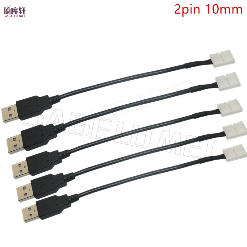 

5pcs/lot for DC5V 5050 led strip tape USB connector to 2pin 8mm /10mm Free Welding led connector 15cm cable led strip connector