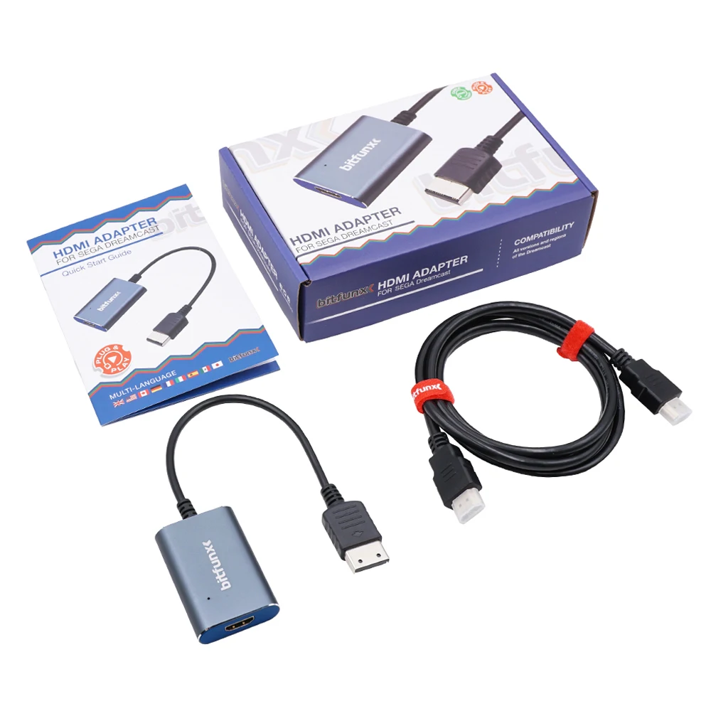 

Адаптер BitFunx HDMI совместимый с высоким разрешением для видеоигр SEGA Dreamcast HD поддерживает режимы отображения NTSC 480i, 480p