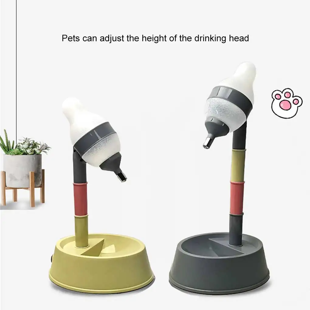 

Pet Automatic Feeder Height Adjustable Food Dispenser Water Bottle Drinking Bowl Feeding Bowls Feed Supply Home Pink