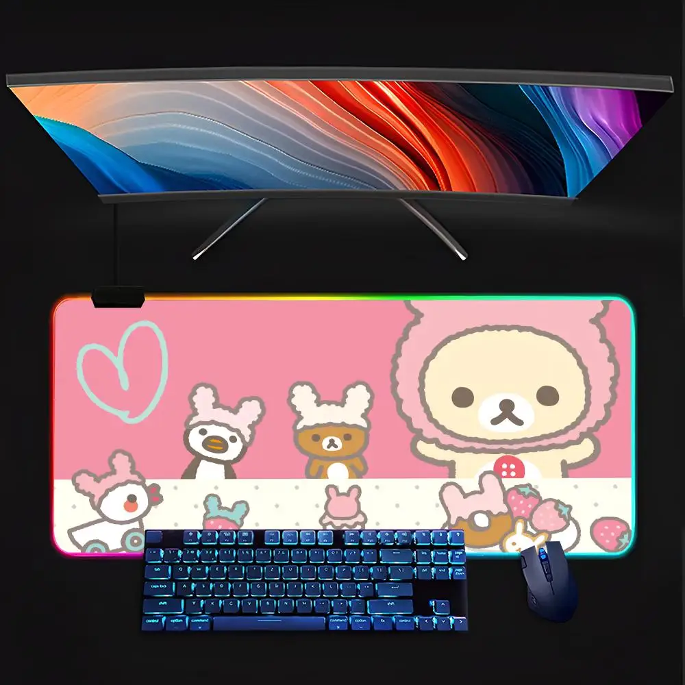 Япония SAN-X Rilakkuma милый коврик для мыши RGB ПК геймерская клавиатура светодиодный