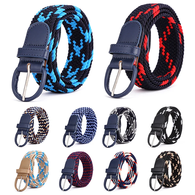 New Stretch Canvas Leather Belts for Men Female Casual Knitted Woven Military Tactical Strap Male Elastic Belt for Pants Jeans