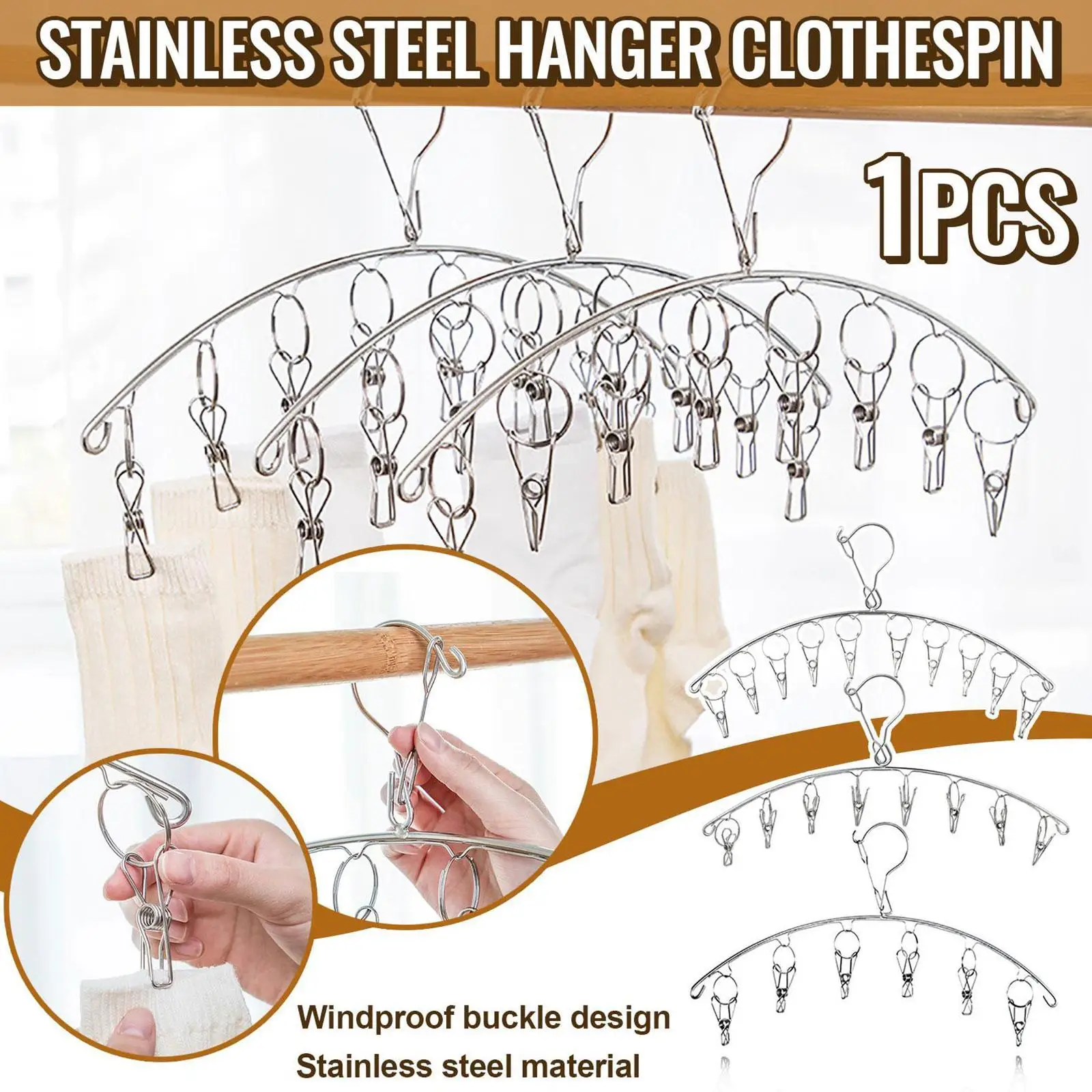 

Steel Clothes Drying Hanger Windproof Clothing Rack Socks Holder Laundry Underwear Sock Hanger Airer 6/8/10/20 Clips G7o1