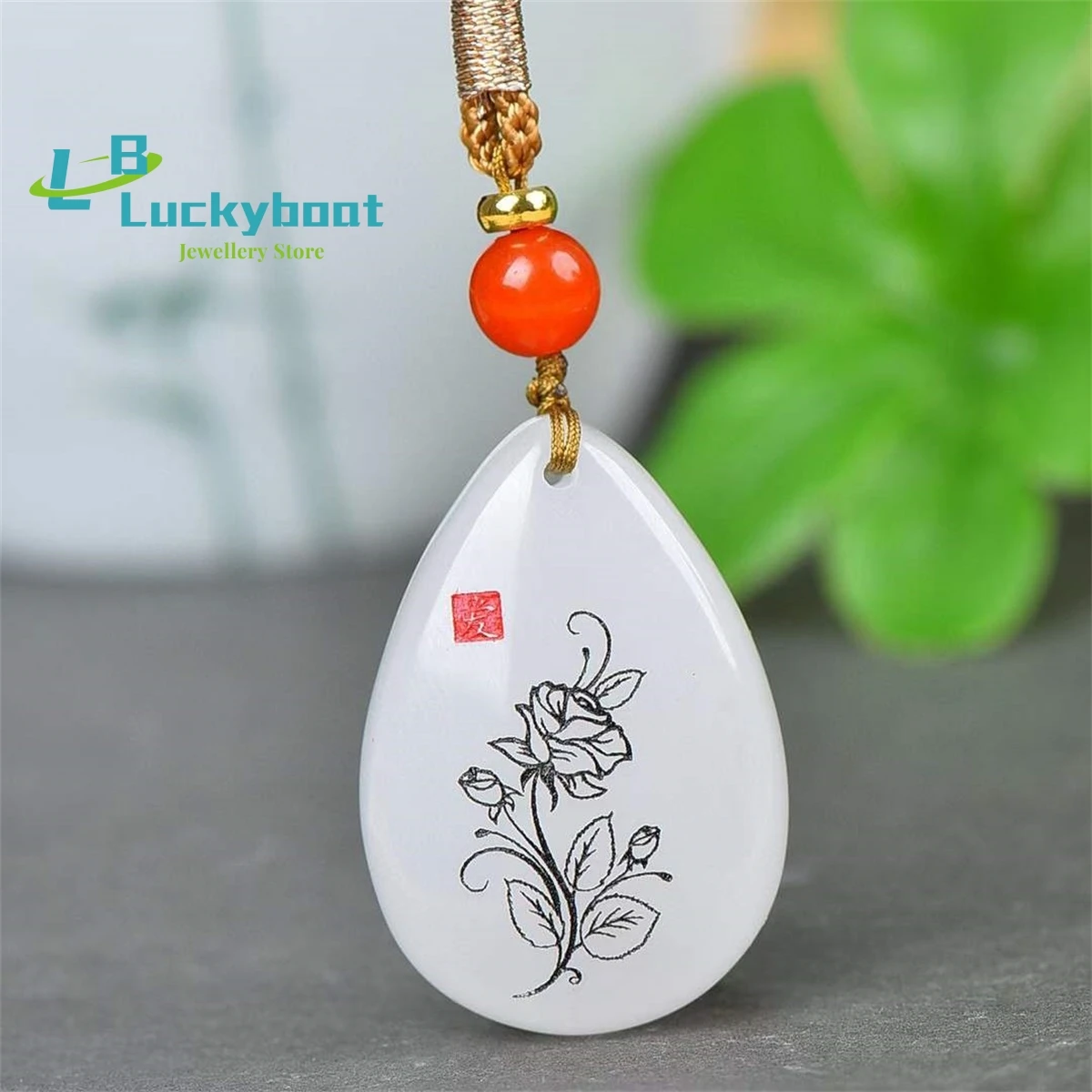 

Natural Gold Silk Jade Rose Pendant Simple and Personalized Versatile Exquisite and Fashionable for Men and Women
