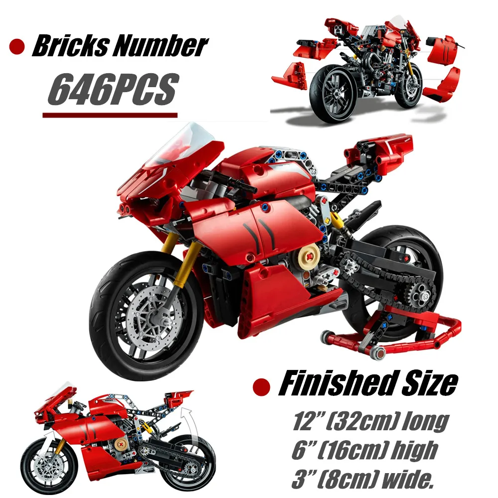 

Compatible 42107 Ducatis Panigale V4 R Motorbike Racing Car Toys Boy Model Building Blocks Bricks Kid Gift Set Kit