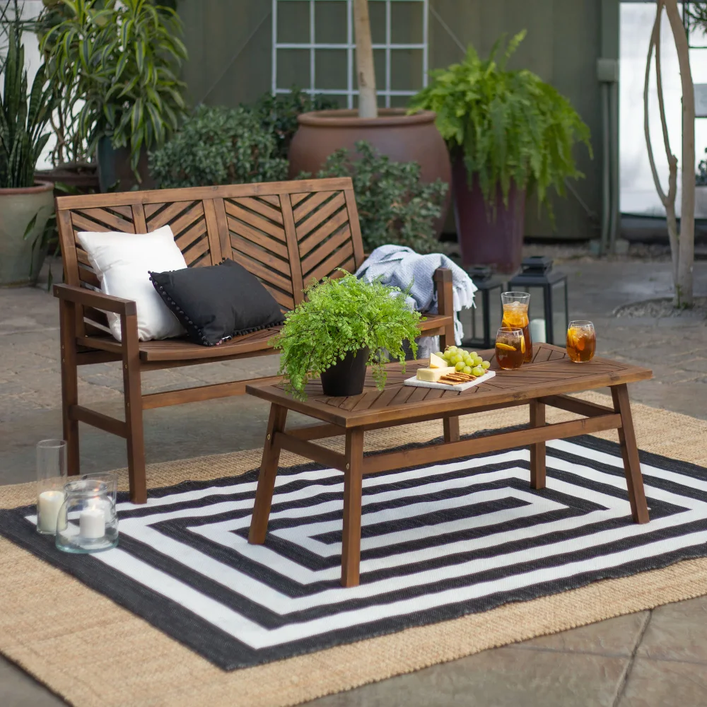 

Manor Park 2-Piece Chevron Outdoor Patio Conversation Set - Dark Brown