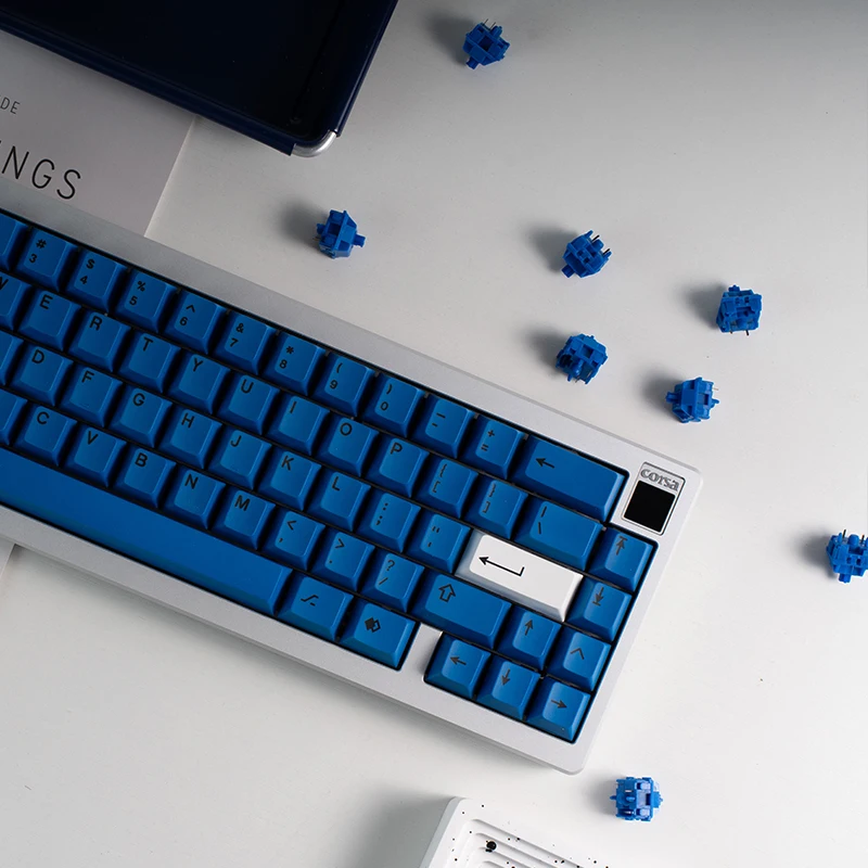 Фото Armorsuit Черный на синем Механическая клавиатура Cherry Profile Keycap PBT Dye Sub Полный набор колпачков для клавиш DIY Клавиатура №2