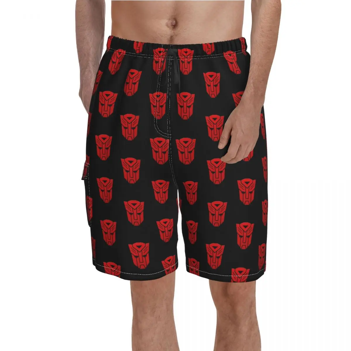 

Transformer Decepticon Optimus Megatron Board Shorts Hot red face grate design logo movie Design Board Short Pants Male Trunks