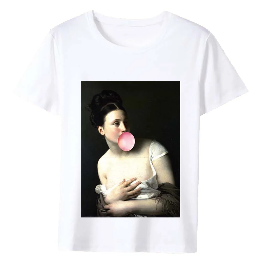 

CLOOCL Funny T-shirts Spoof Oil Painting Tees Casual Hip Hop Streetwear White 100% Cotton Pullovers Men For Women Clothing