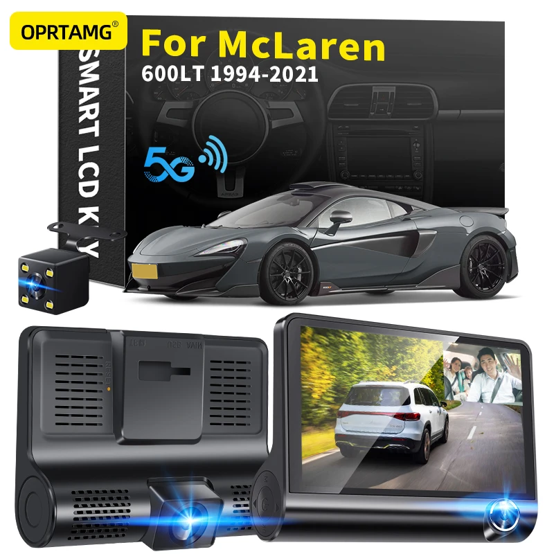 

OPRTAMG Dash Cam Car DVR 3 Cameras Lens 4.0 Inch 1080P dashcam For McLaren 600LT 1996 1997 1998 2000 2004 2022 Car Accessories