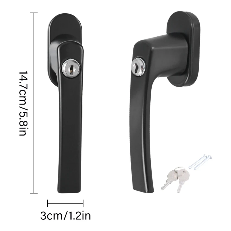 Запираемая оконная ручка с ключом и винтами для балконной двери из нержавеющей