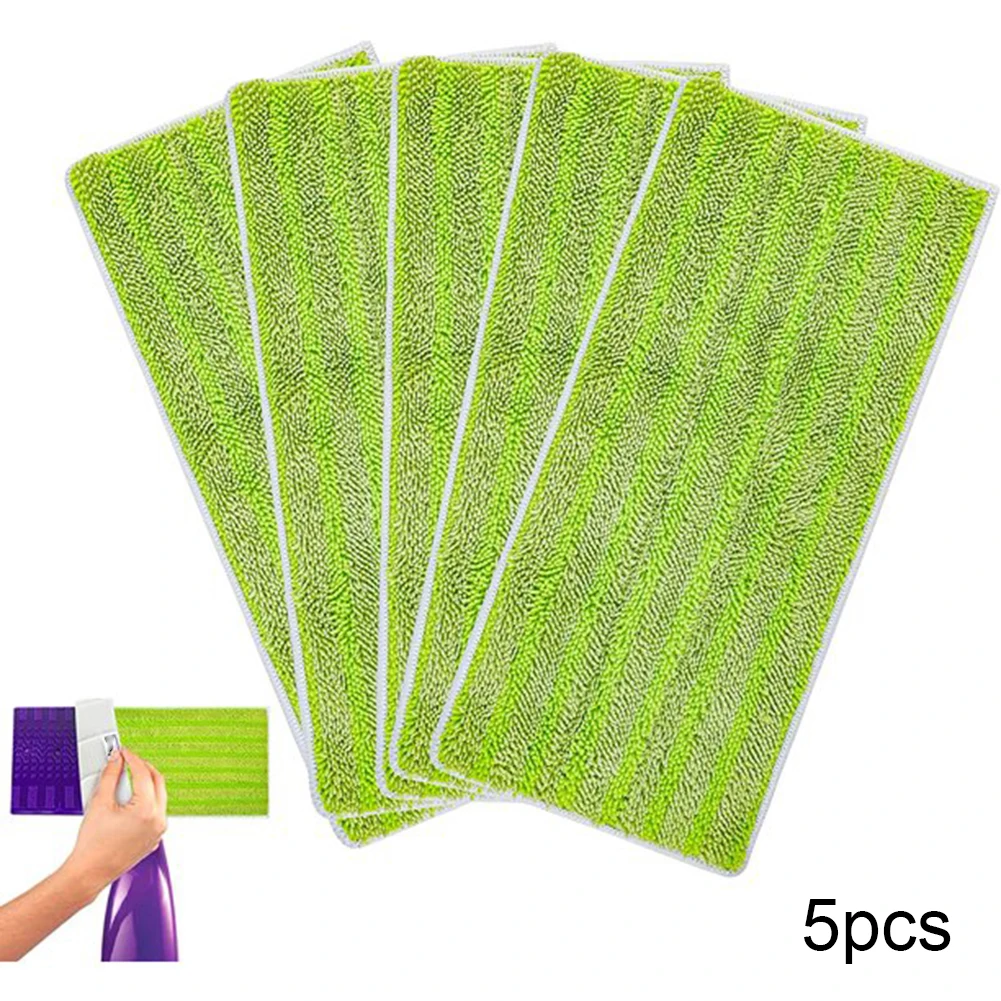 

5*Washable Mop Pads Microfiber Cloth Reusable Green Mop Pads For Swiffer Wet Jet Hardwood And Floor Spray Mop