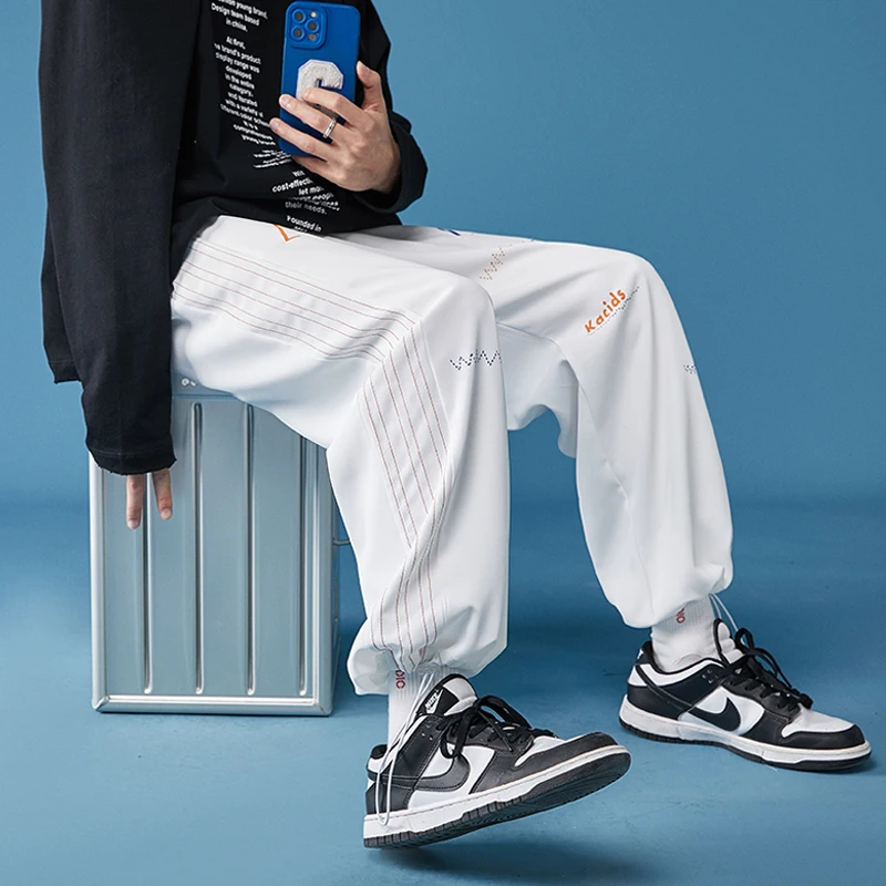 

Широкие мужские спортивные брюки, повседневные Прямые брюки в стиле хип-хоп, новинка 2023, брюки в уличном стиле