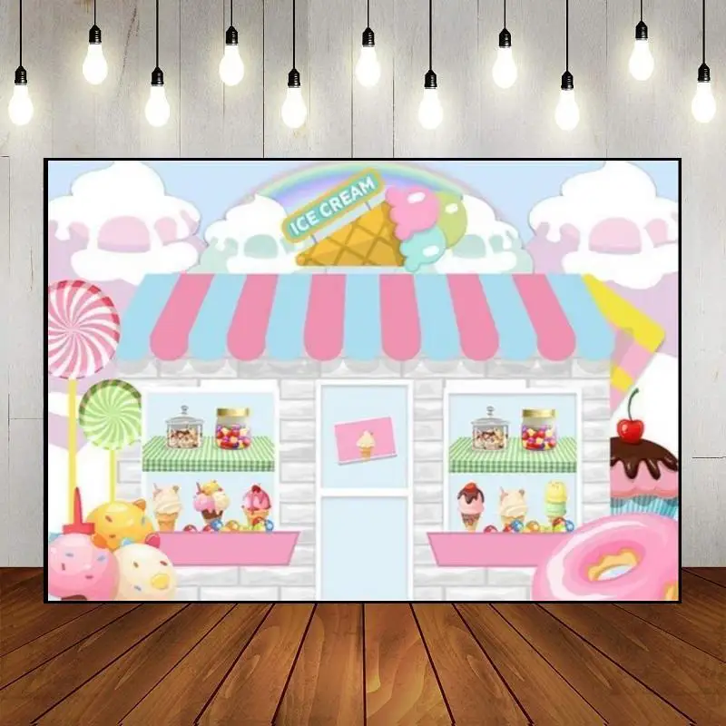 Фон с мороженым украшение для вечеринки настенный фон фотосъемки сладкие