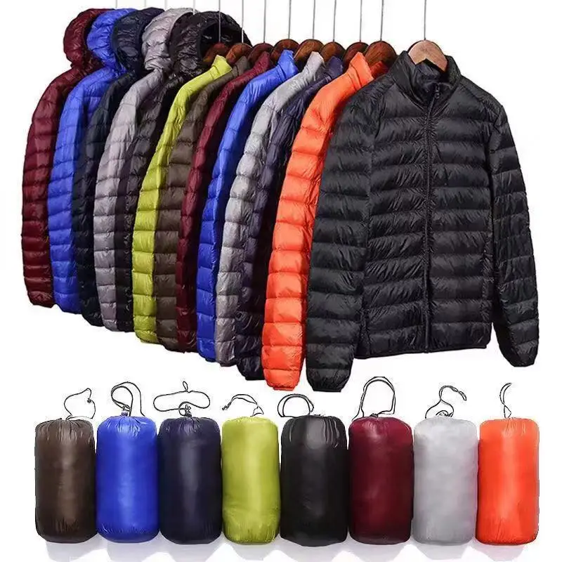 Trendy Lightweight Feather Cotton Hooded Men's Short Youth Large Size Winter Jacket with Stand Collar Coats for Men Ropa