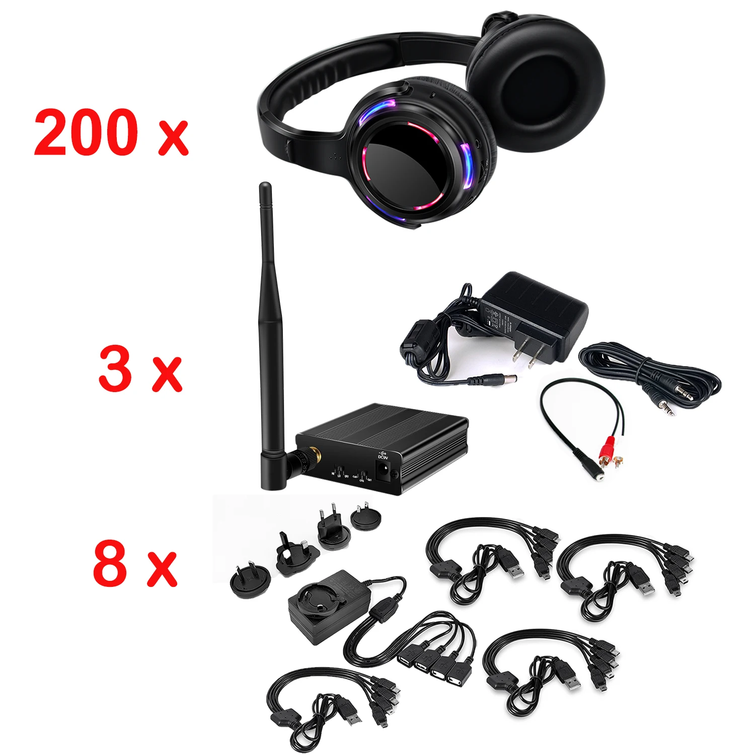 Конкурентоспособные оптовые бесшумные диско-наушники со светодиодной мигающей