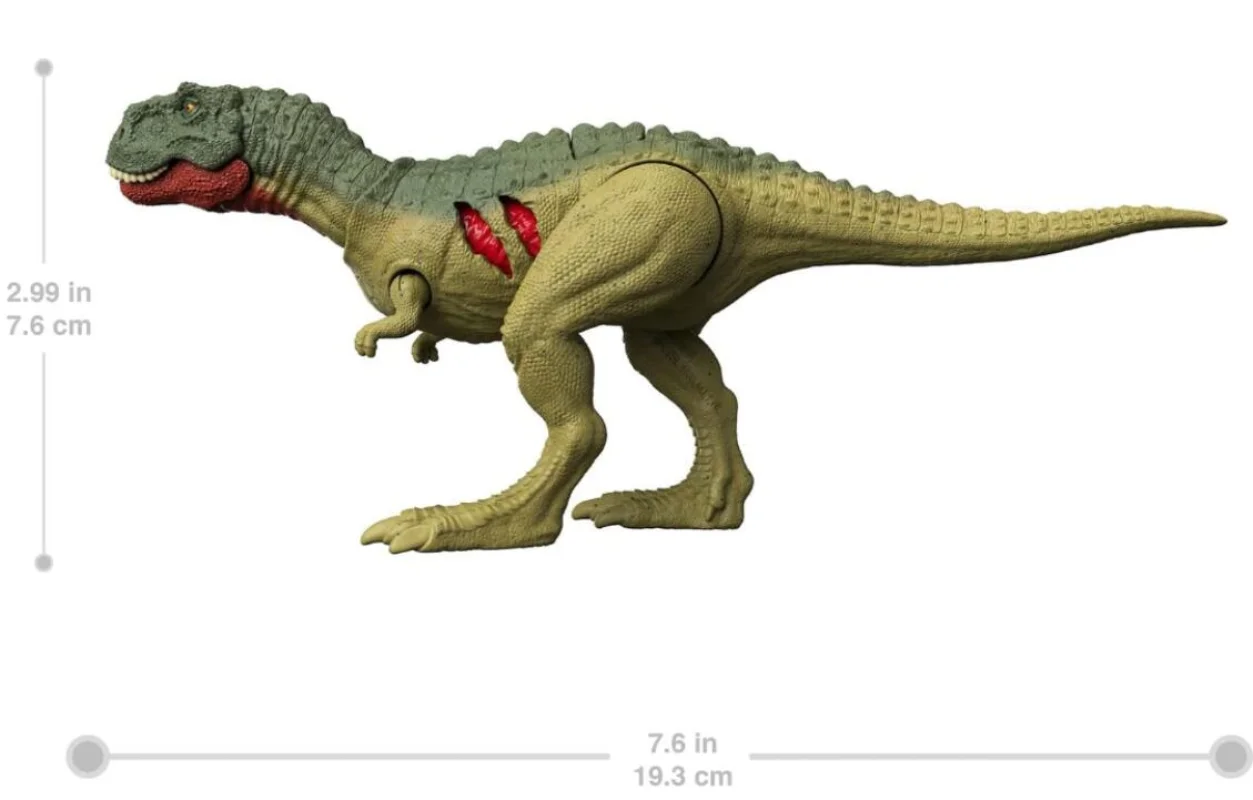 Модель Mattel Jurassic World GWN17 Dominion Quilmesaurus Extreme Damage Dinosaur / Battle Scars Action Button with DNA Code on - Модель Mattel Jurassic World GWN17 Dominion Quilmesaurus Extreme Damage Dinosaur / Боевая кнопка с ДНК-кодом.