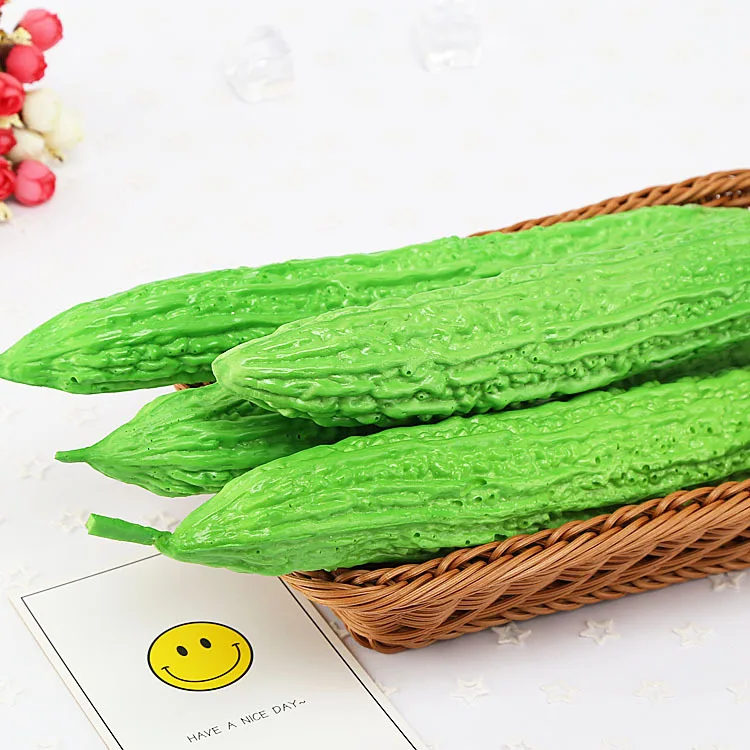 

2PCS PU Material Simulation Vegetable Balsam Pear Model Decoration Window Display Photography Props Restaurant Decoration