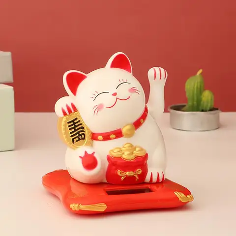 Миниатюрные игрушки для детей, машущая рука кошки на солнечной батарее, в японском стиле, счастливая кошка, встряхивающая руку, приветственная кошка